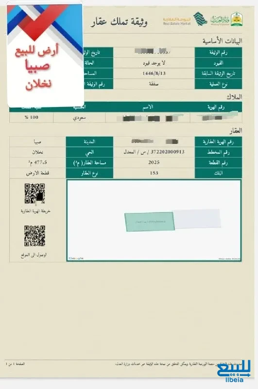 للبيع صبيا نخلان صبياء